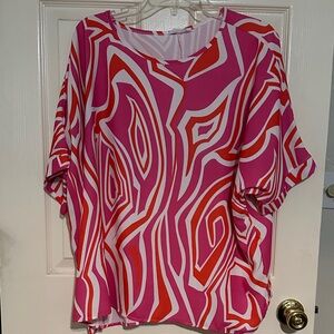 First Love Pink and Red Abstract Women's Blouse